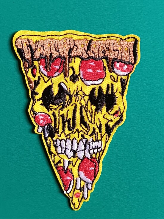 Other - Crust Punk Haunted Skull Pizza Iron On Jacket Jeans Patch, Horror Goth Grunge